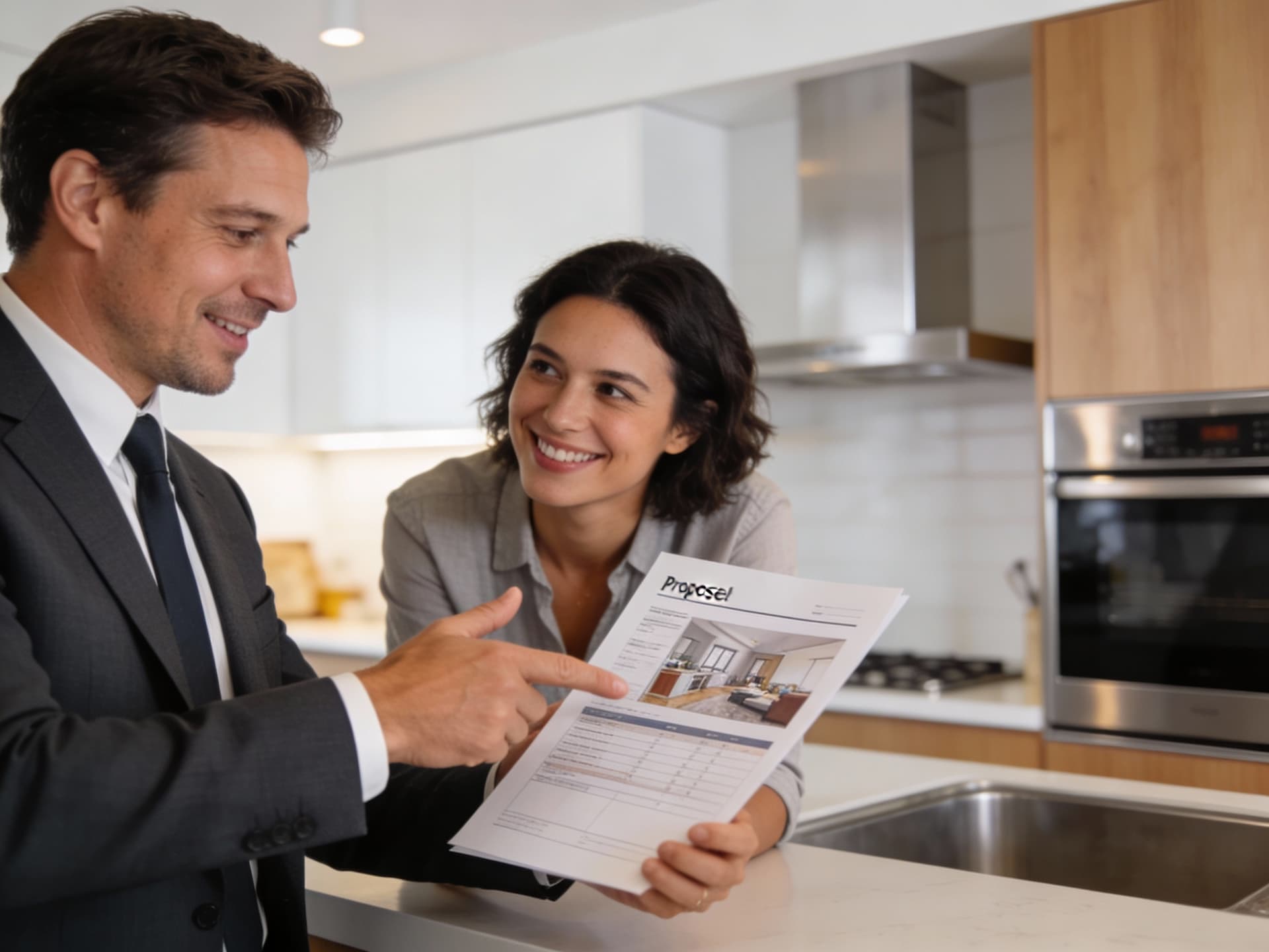 Professional contractor showing renovation proposal